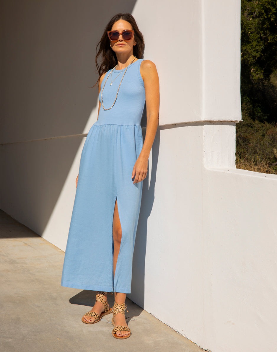 Carve Lark Linen Dress - Sky Blue Chambray / L Carve Lark Linen Dress - Sky Blue Chambray / L