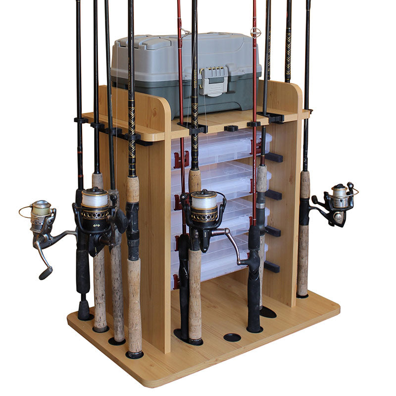 fishing rod holder cabinet POKIPO Holders for Garage,Fishing Rod Rack Storage up to 18 Rods,3 Tier Adjust Heavy Duty Metal Fish Pole Stand Organizer with Pegboard for Fishing Gear and Equipment Accessories Our heavy Fishing Lure Fishing Storage Rack
