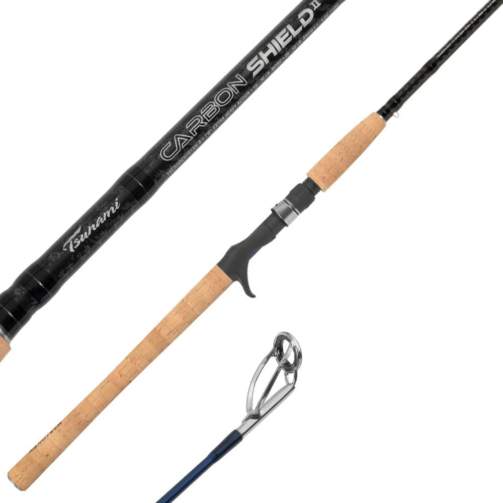 tsunami carbon shield ii casting rod Tsunami Spinning Rods Tsunami Carbon Shield II Casting Rods are designed with Fuji K Guides with Fazlite inserts Tsunami Carbon Shield II Jigging