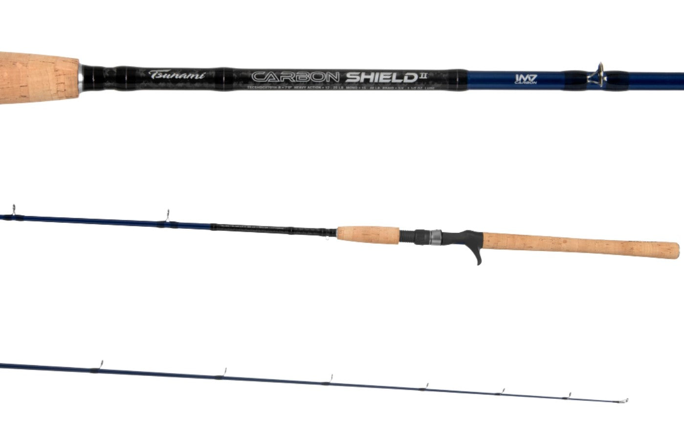 tsunami 7 classic series heavy action casting rod Carbon Shield II 7' XH Casting Rod (TSCSHDCII701XH-B)