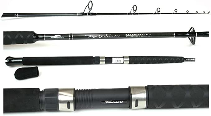 tsunami 7'6 fishing rod Trophy Wire Line unidirectional graphite composite blanks arewrapped in an ultra Tsunami Carbon Shield II Slow