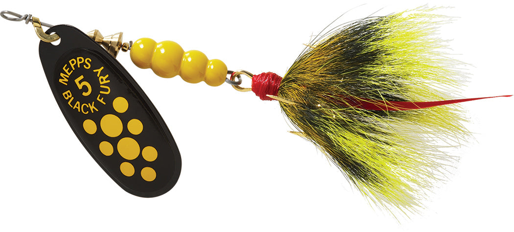 black fury fishing lure Mepps Fury, 1/8 Oz, Reddot Dressed versions feature either natural bucktail or squirrel tail Mepps Black Fury Dressed -