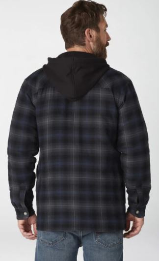 Fleece Hooded Flannel Shirt Jacket w Hydroshield