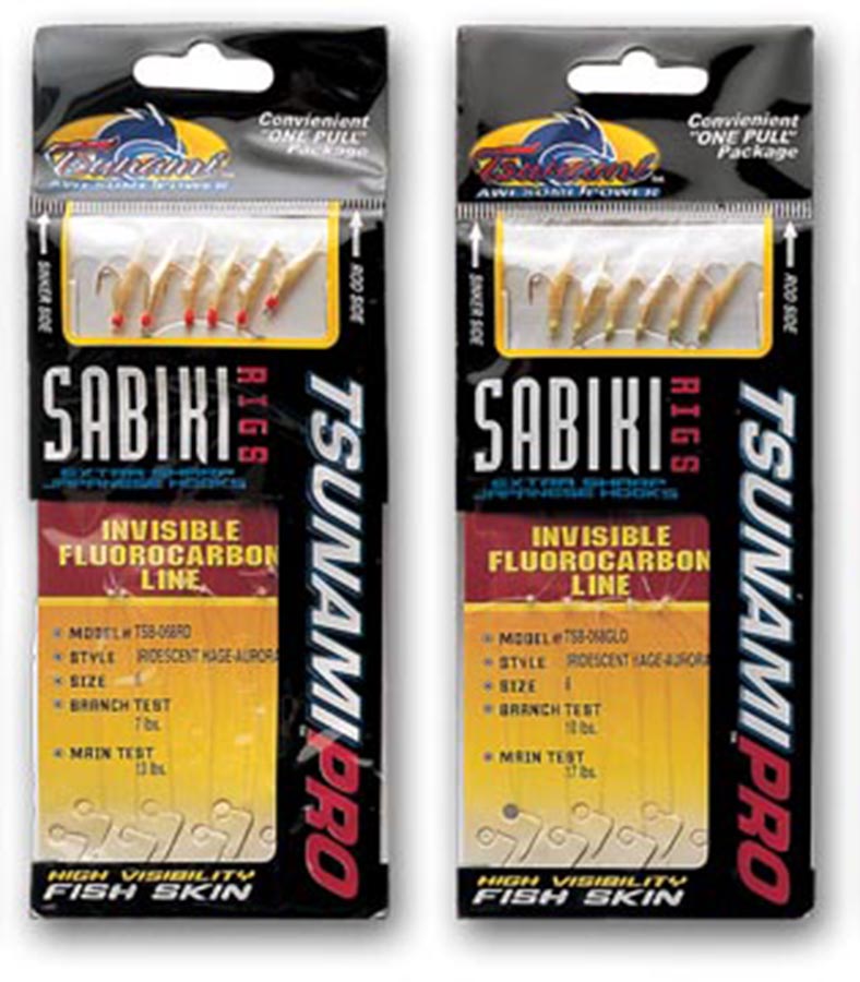 thumbnail image 2 of 2-Pack Saltwater Sabiki Rigs – Glow-in-Dark Reflective Tails – Size 4 Hooks – 5 Per Pack 2 of 3