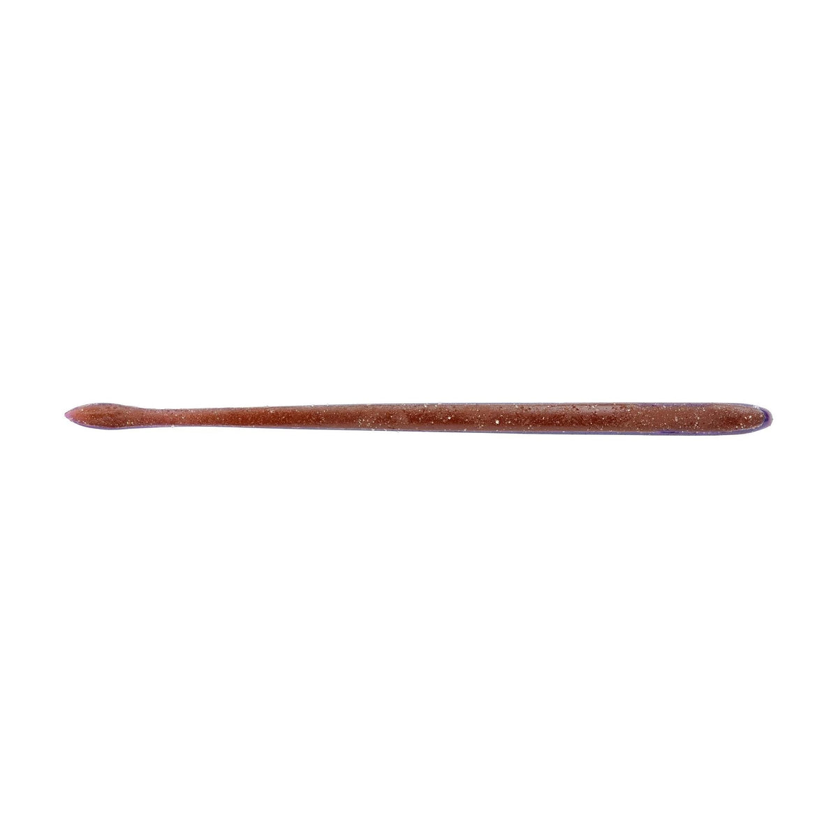 The bottom of a 6 inch Berkley Lab Series Finesse Worm that is purple.