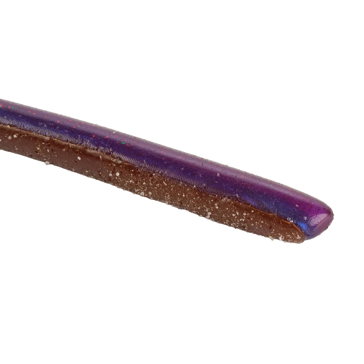 The front of a 6 inch Berkley Lab Series Finesse Worm that is purple.