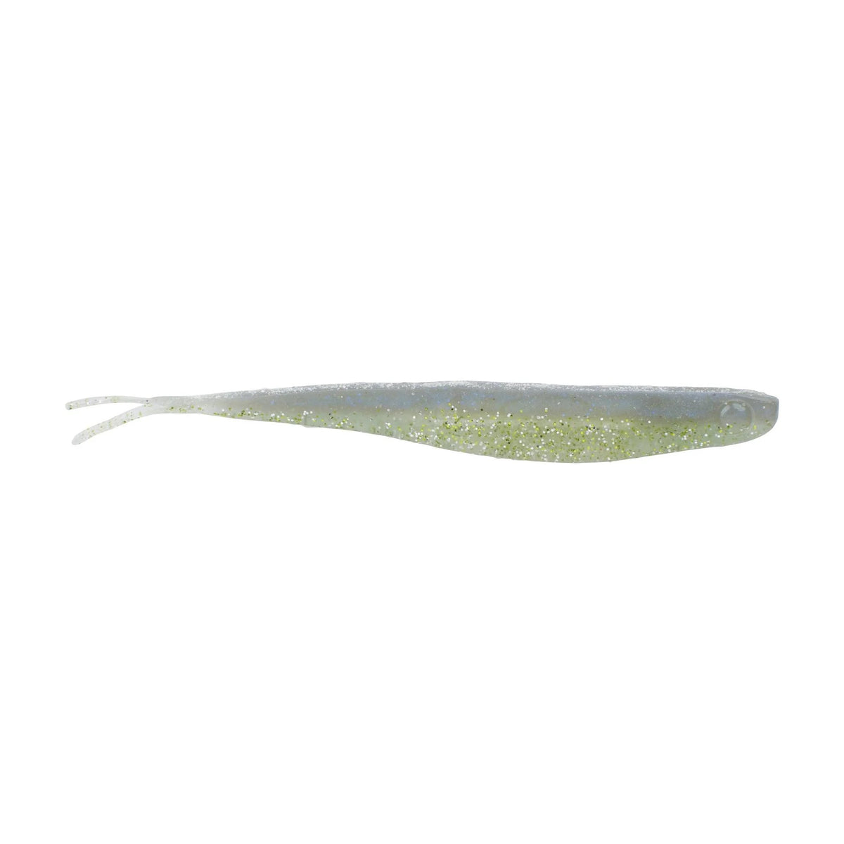 The side of a 5.25 inch Berkley Lab Series Minnow that is white and clear.