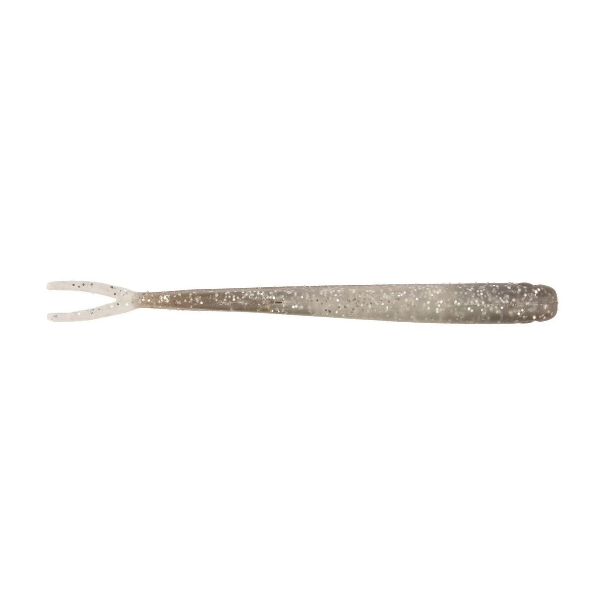The bottom of a 5.25 inch Berkley Lab Series Minnow that is silver and brown.