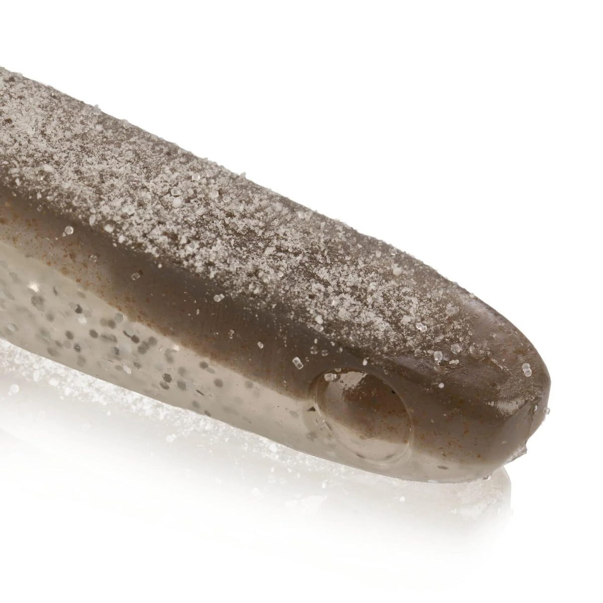 The front of a 5.25 inch Berkley Lab Series Minnow that is silver and brown.