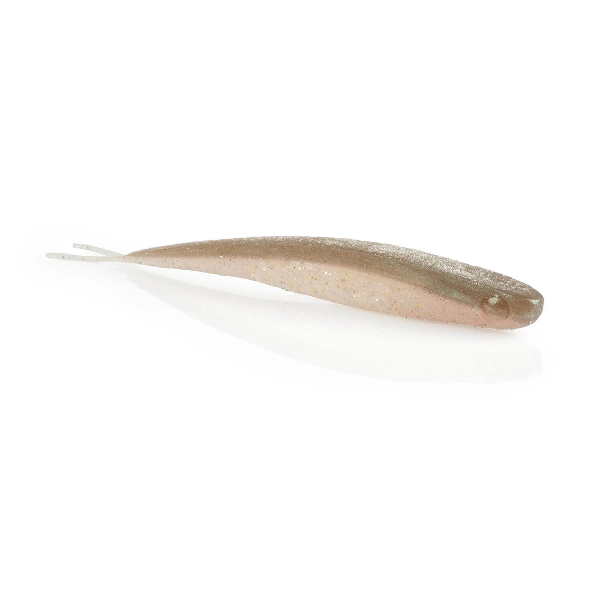 A 5.25 inch Berkley Lab Series Minnow that is gray and white.