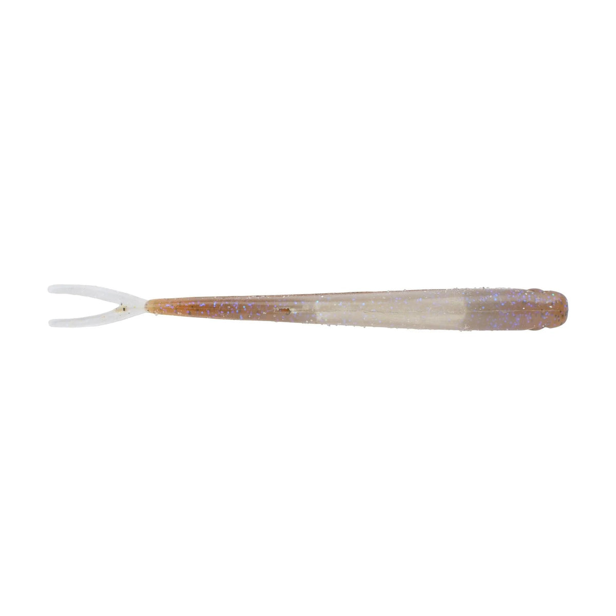 The bottom of a 5.25 Berkley Lab Series Minnow that is brown and white.