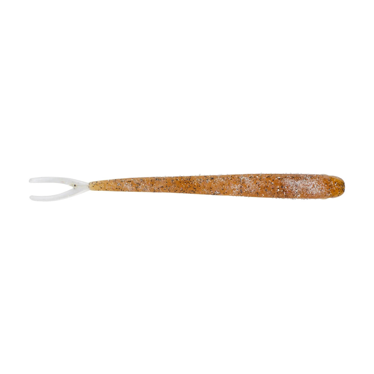 The top of a 5.25 inch Berkley Lab Series Minnow that is brown and white.