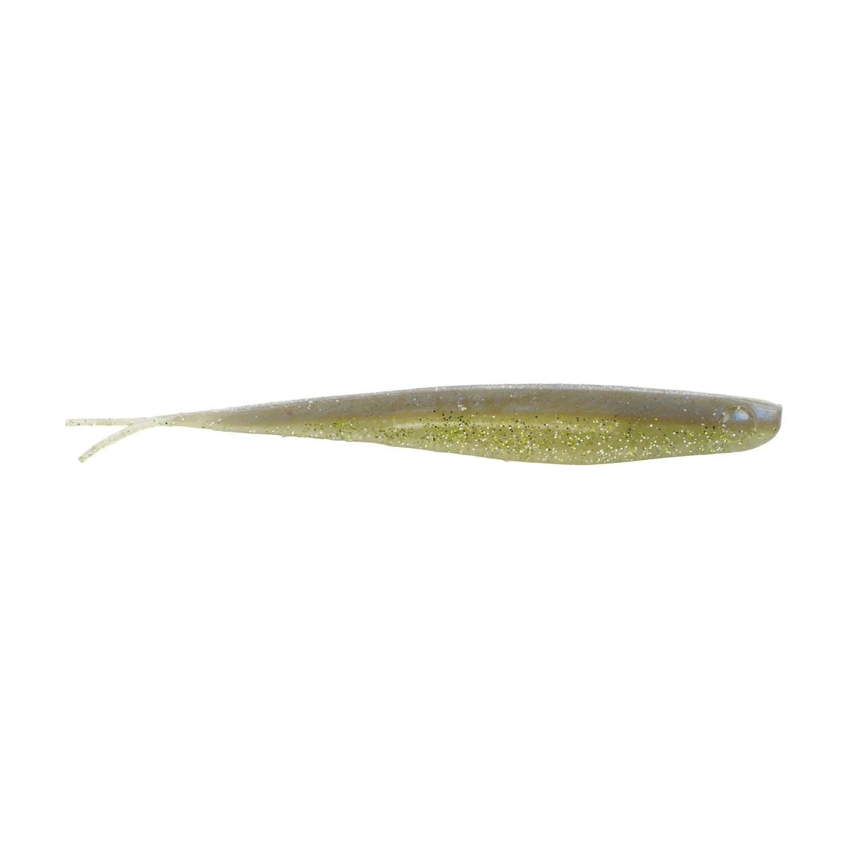The side of a 6.5 inch Berkley Lab Series Minnow that is white and clear.