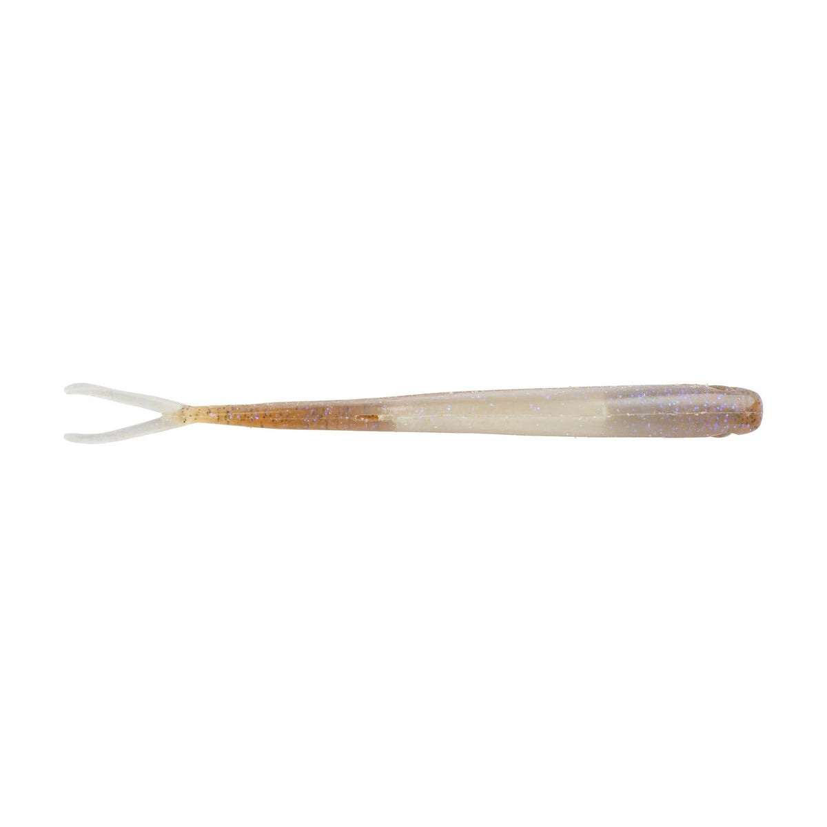 The bottom of a 6.5 inch Berkley Lab Series Minnow that is brown and white.