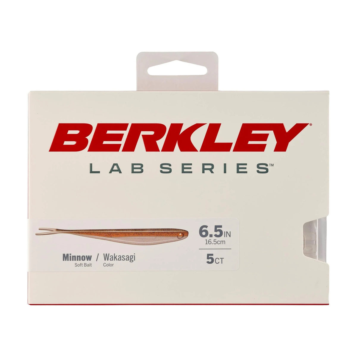 The front of the package for a 6.5 inch Berkley Lab Series Minnow in wakasagi.