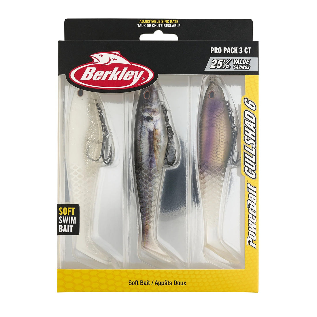 A 6 inch Berkley PowerBait CullShad Swimbait Pro Pack.