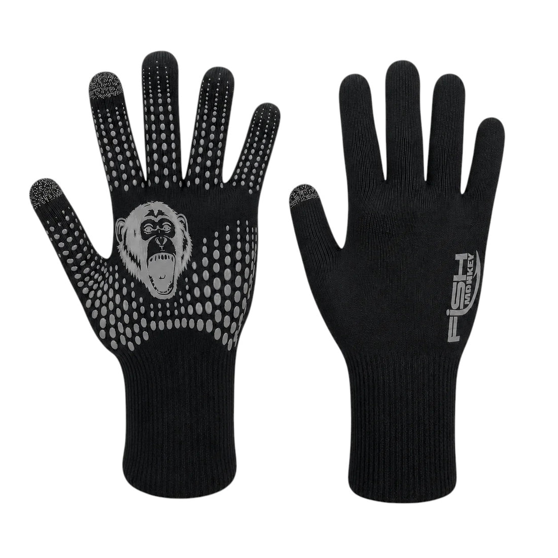 A pair of large/x-large Fish Monkey Hydro-Block Waterproof Gloves that are black.