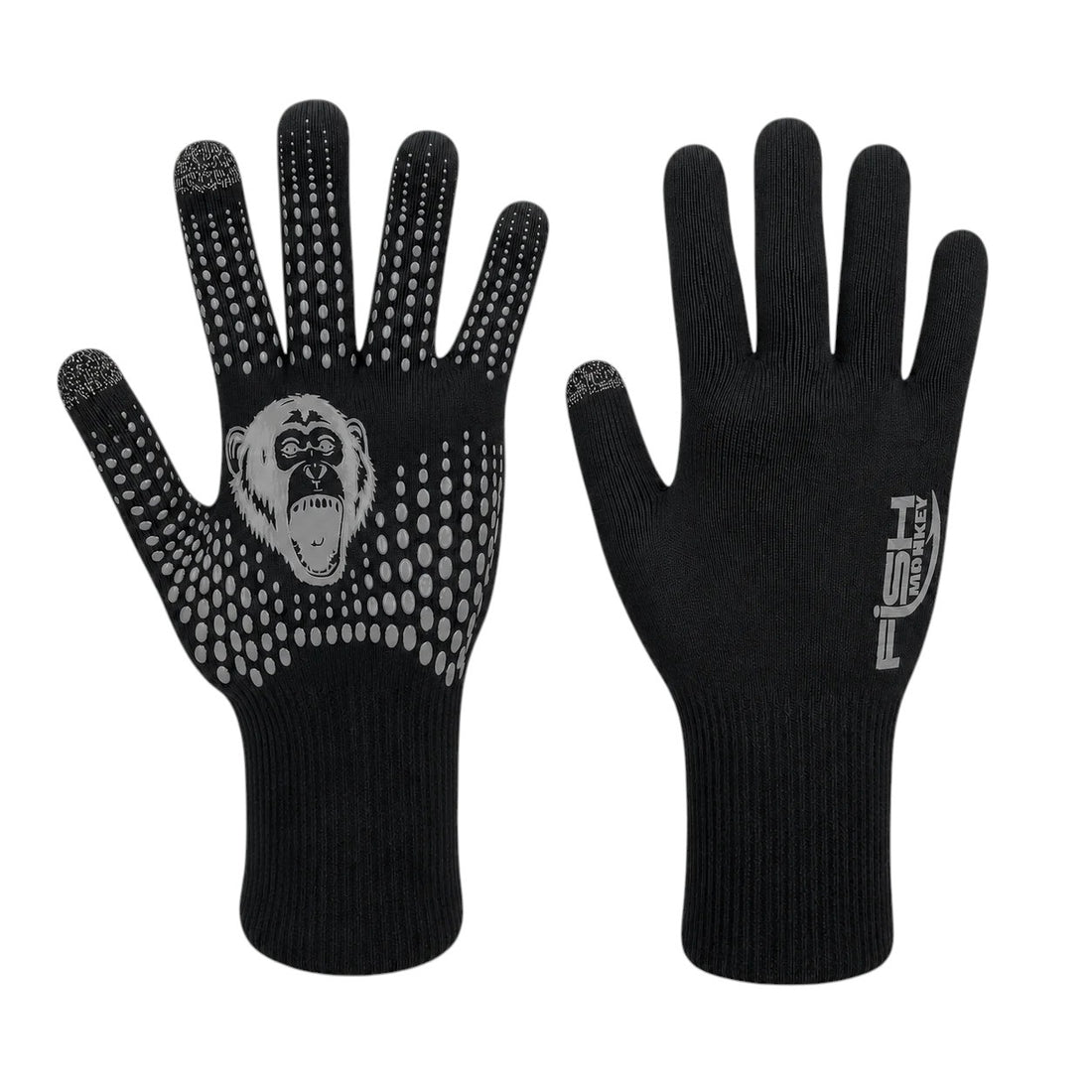 A pair of small/medium Fish Monkey Hydro-Block Waterproof Gloves that are black.