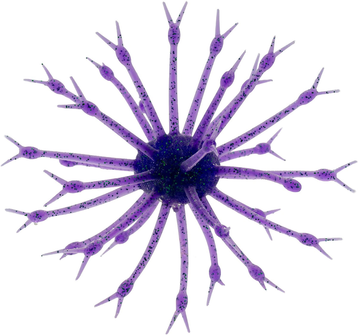 A G-Ratt Baits Pop-A-Web Urchin Bait that is purple with black and green flakes.