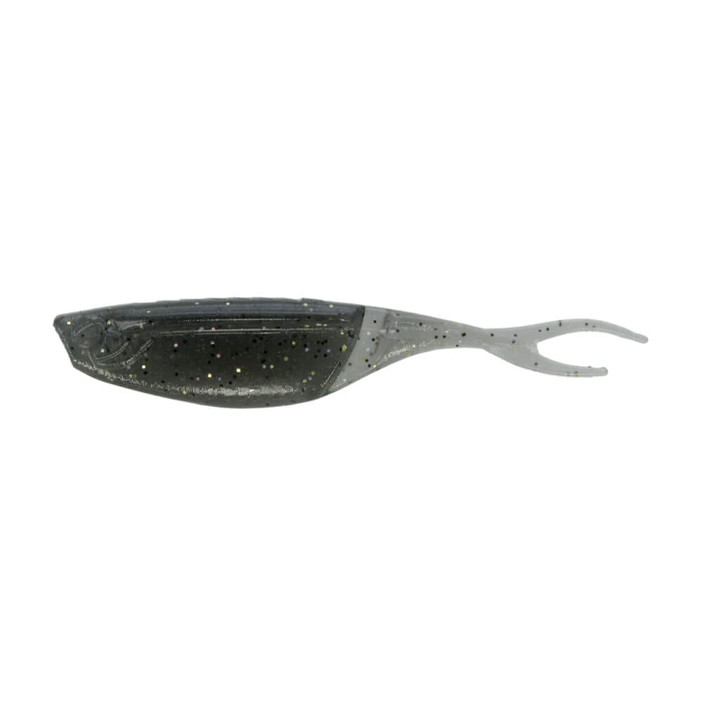 A 3.5 inch Gary Yamamoto Hinge Minnow that is gray.