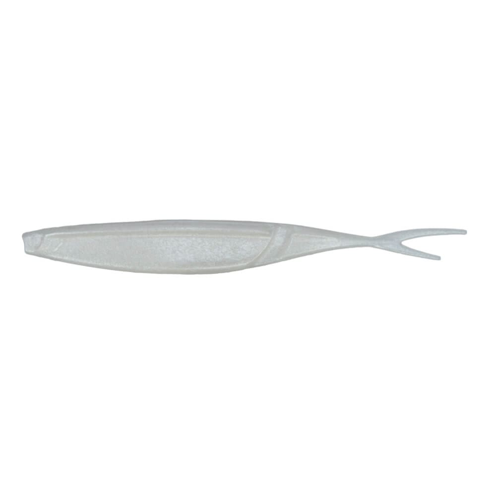 A 7 inch Gary Yamamoto Hinge Minnow that is white.