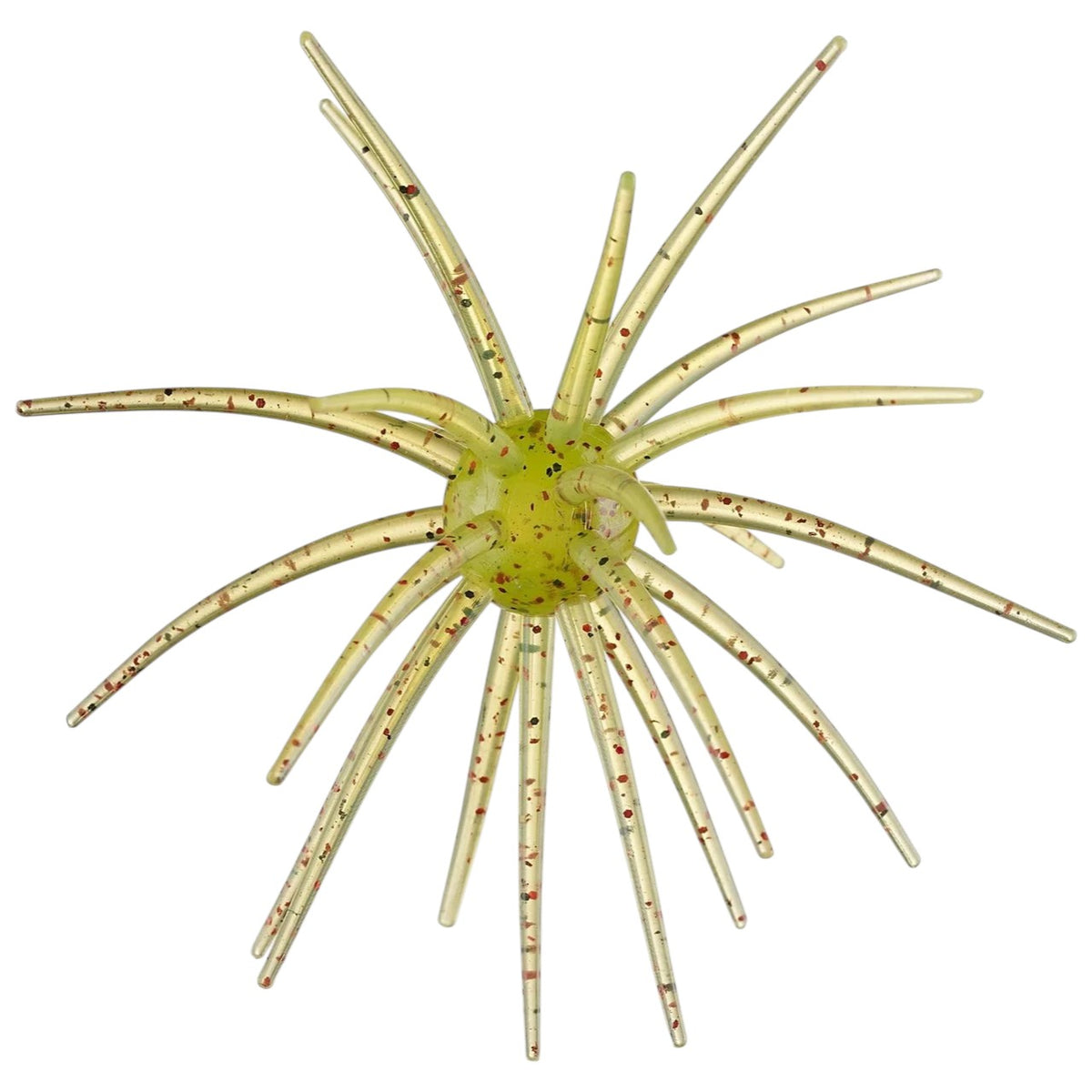 A 19mm Hag's Baits Prickly Pear Urchin Bait that is yellow with small black and red flakes.