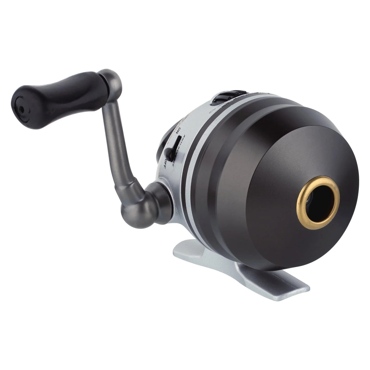A Pflueger Trion 6 Spincast Reel sitting at an angle.