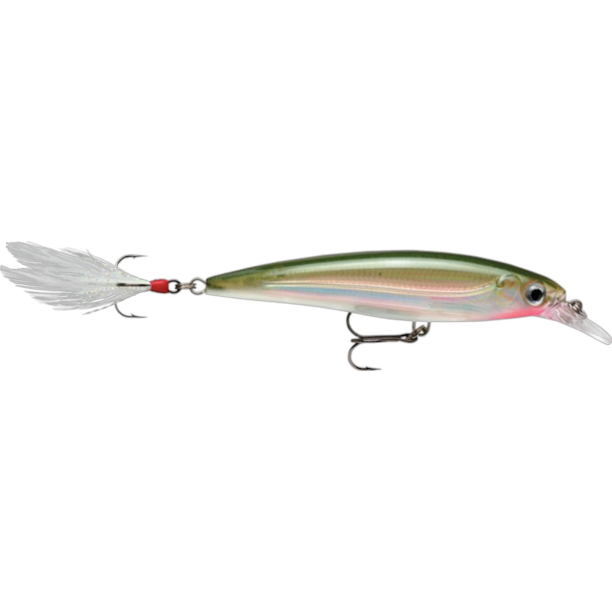 A 4.75 inch Rapala X-Rap Jerkbait that is olive green.