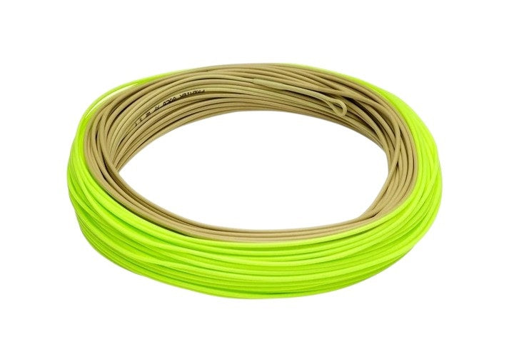 A roll of Rio WF5F Premier Gold XP Fly Line that is green.