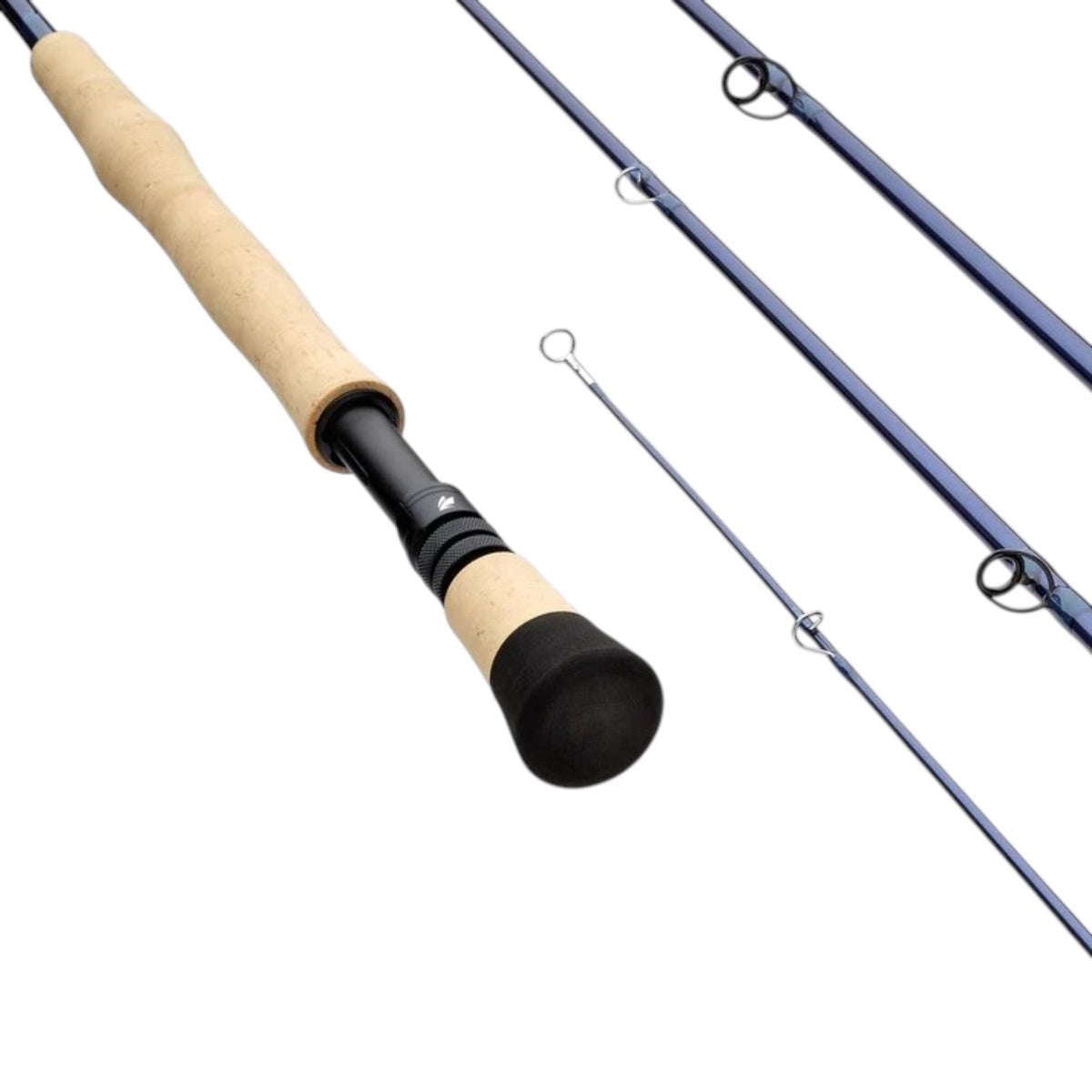 The handle, tip, and guides of a Sage Signal 990-4 Fly Rod.