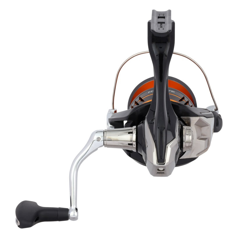 The bottom of a Shimano Nexave C5000HG FJ Spinning Reel.