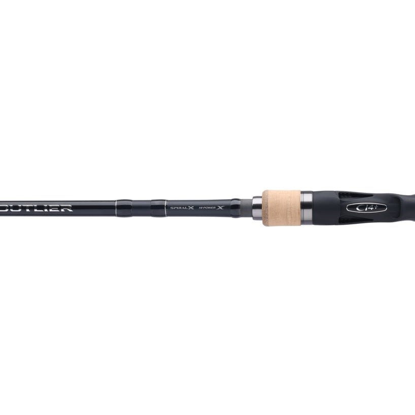The reel seat of a Shimano OUC711H Outlier Casting Rod.