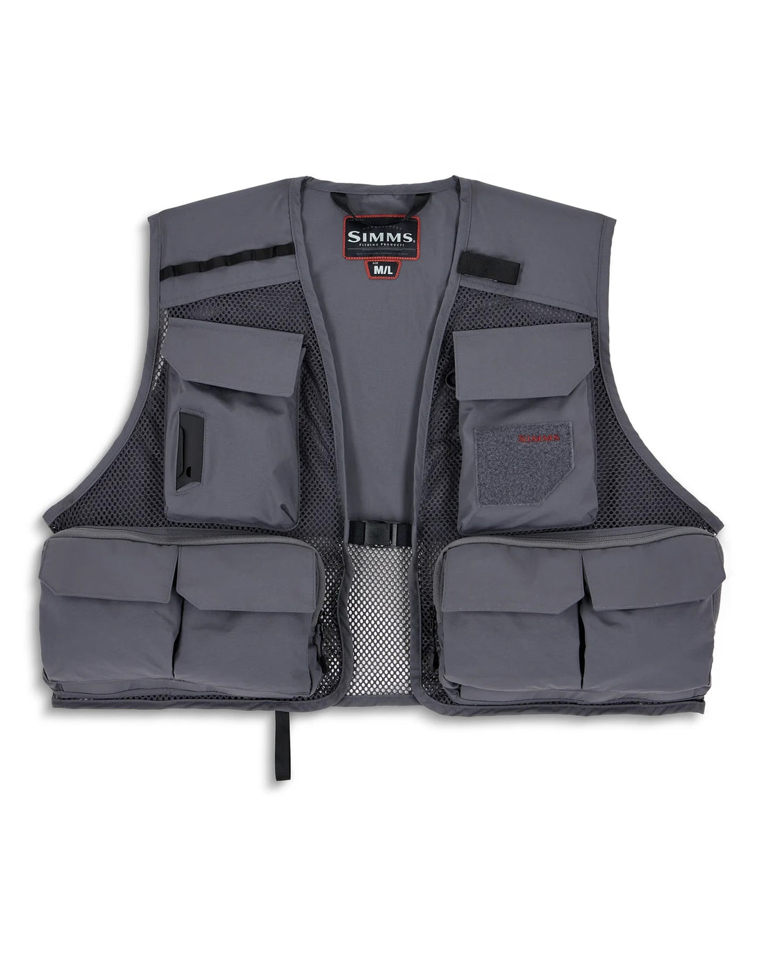 A gray Simms Tributary Fishing Vest.